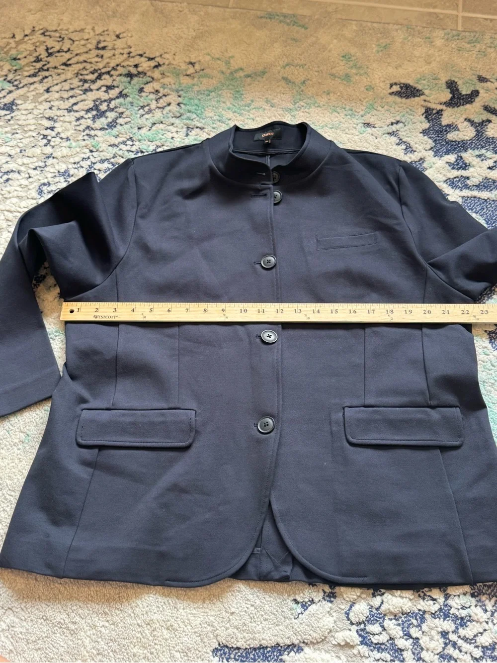 Quince Ultra-Stretch Ponte Stand Collar Blazer in Navy Size XL like new